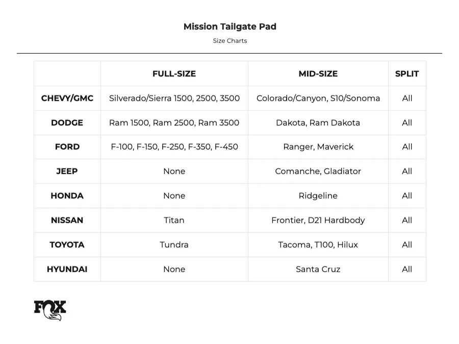 fox-mission-tailgate-pad-sizing
