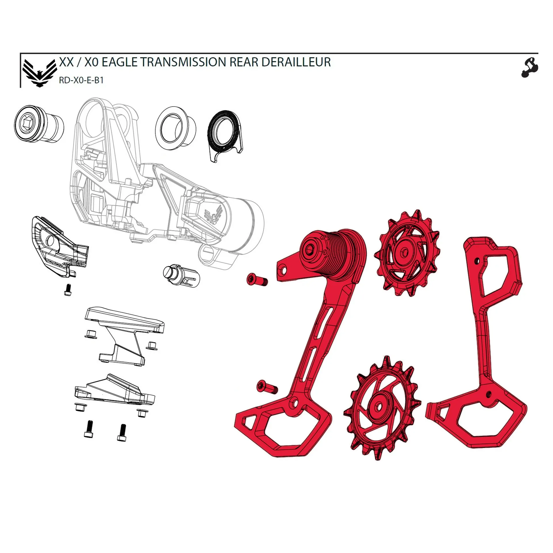 SRAM X0 Eagle Transmission Rear Derailleur Cage Assembly Kit 2