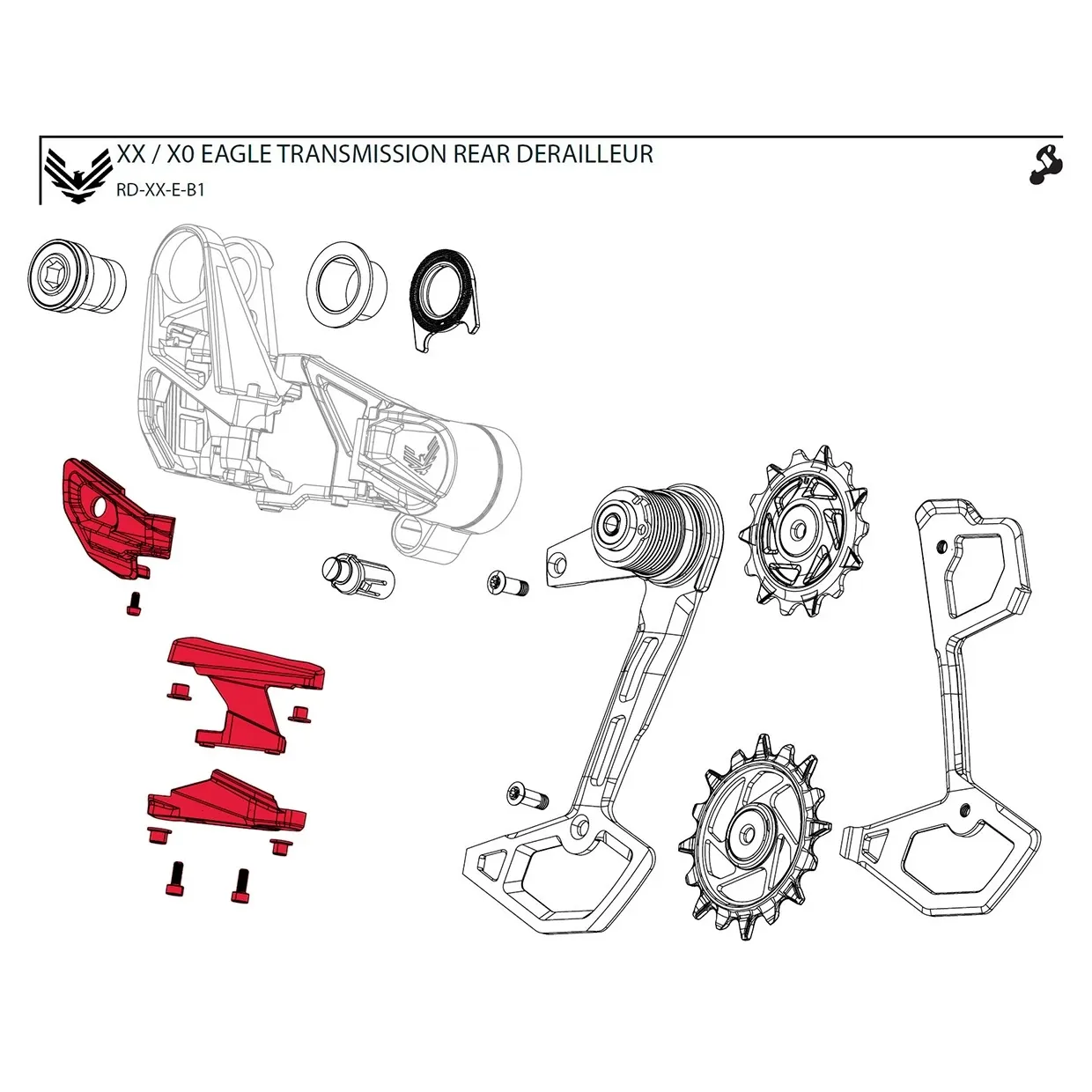 SRAM XX Eagle Transmission Derailleur Cover Skid Kit 2
