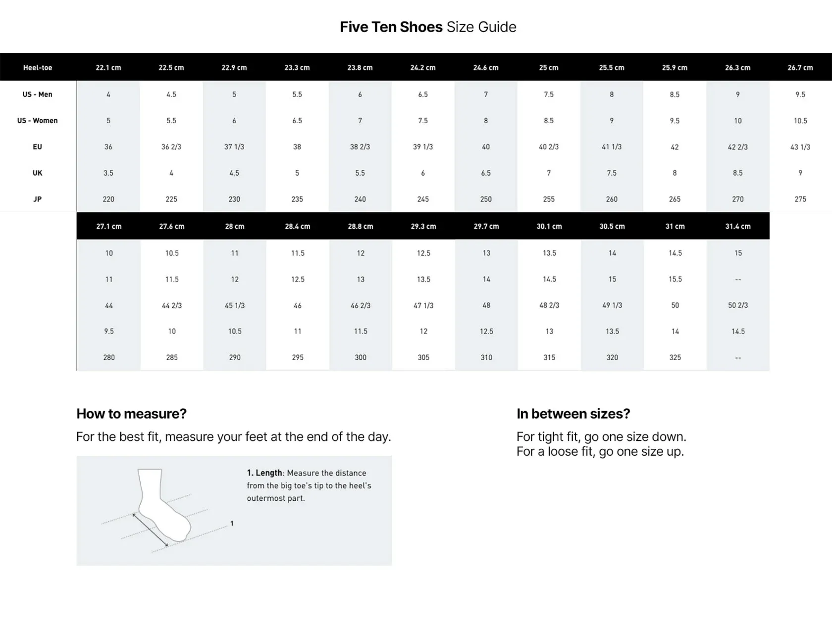 five-ten-shoes-size-chart