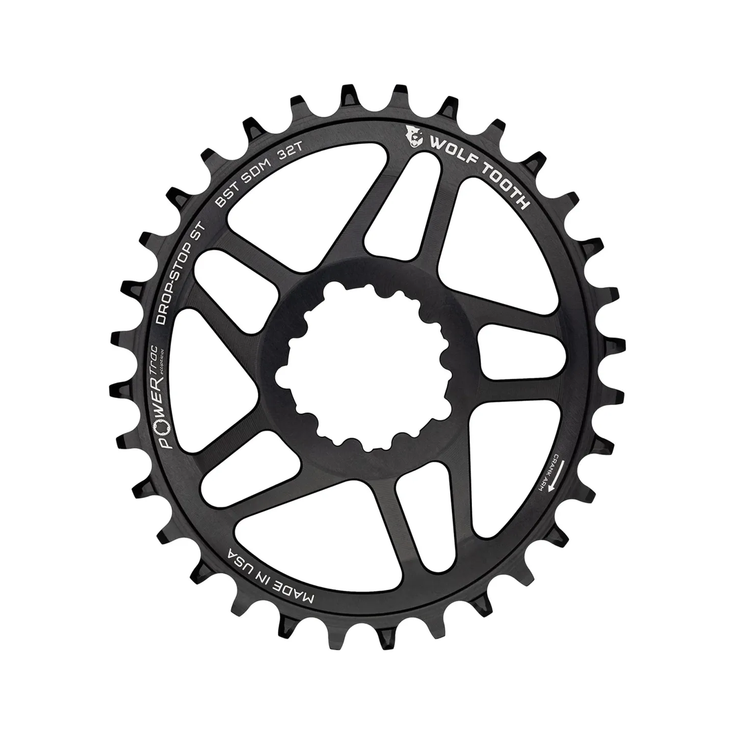 Wolf Tooth SRAM 3-Bolt DM Oval Chainring Black 28T Drop-Stop B 3mm Offset